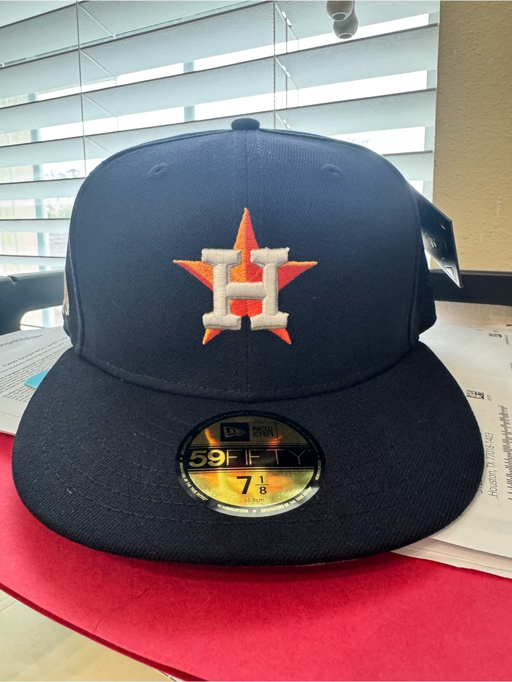 New Era Houston Astros Navy Fitted 59FIFTY Hat with Orange & White Logo 7 1/8